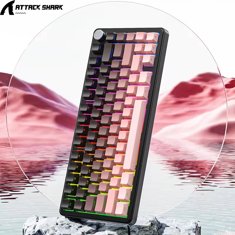 ATTACK SHARK X85 75% Wireless Mechanical Gaming Keyboard, Hot Swappable, RGB, Bluetooth, PBT Keycaps, Gasket Design For Gamer