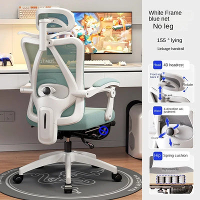 UVR WCG Gaming Chair Sponge Cushion Mesh Staff Chair Bedroom Computer Chair with Footrest Boss Chair Adjustable Office Chair