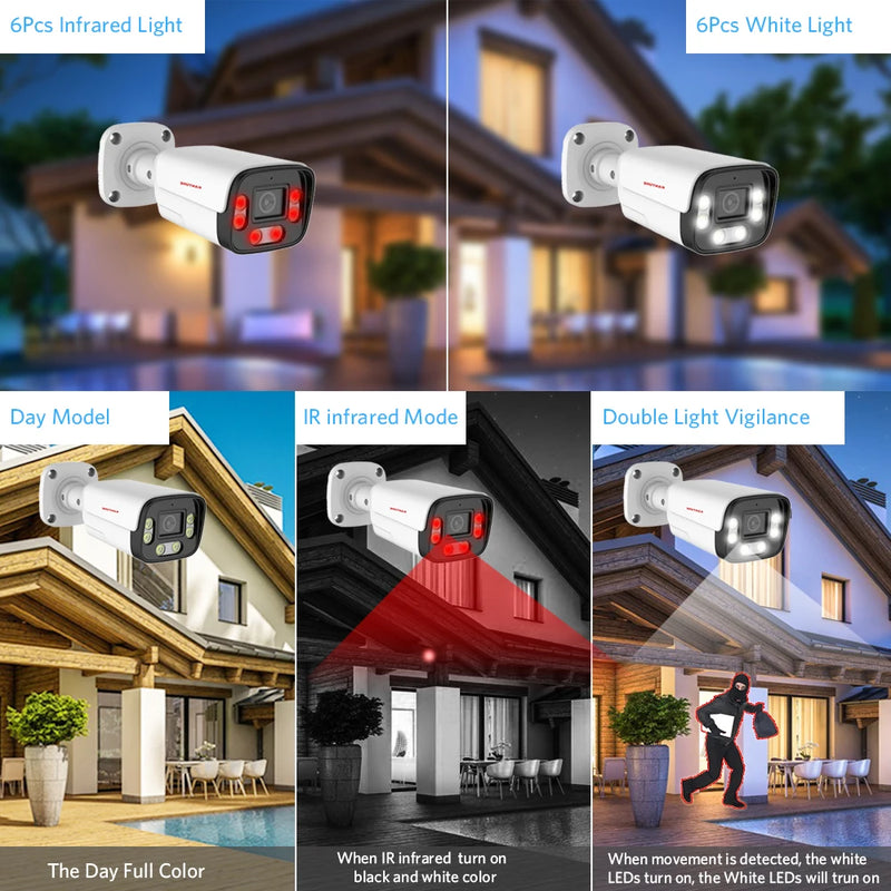 KANTURE 8CH 4K Ai Human Detection 8MP Outdoor Two Way Audio Color Night Security Camera System Video Surveillance Kit Xmeye P2P