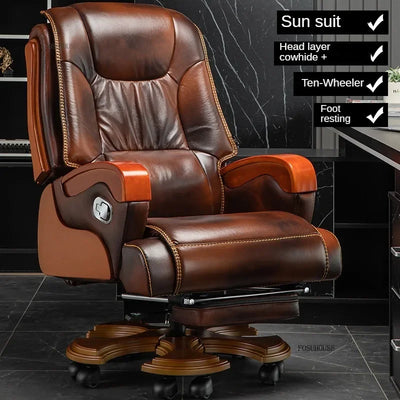 European Style Leather Back Office Chairs Rotating Home Office Recliner Designer Retro Boss Gaming Chair for Office Furniture