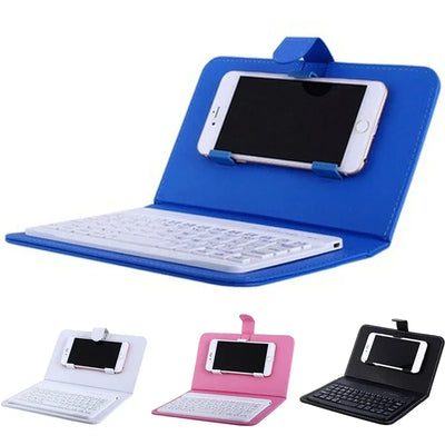 Wireless Bluetooth Keyboard For Iphone Huawei Xiaomi Tablet Mini Keyboard Mobile Phone Gaming Keyboard PU Case Support