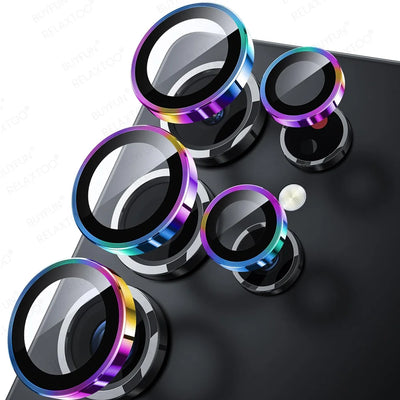 Aluminum Alloy Camera Glass Case For Samsung Galaxy S25 Ultra 3D Metal Ring Lens Protector S24 FE S 25 Plus S24Ultra S25Ultra 5G