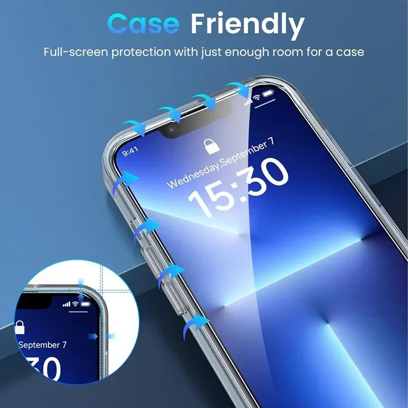 5Pcs Tempered Glass For iPhone 15 13 11 12 14 Pro Max Mini Screen Protector For IPhone 16 7 8 Plus X XR XS MAX Protective Glass