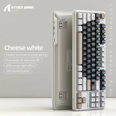 Attack Shark X87 Wireless Gaming Keyboard, Gasket, RGB Backlit, Hot-Swap, 3-Mode Connectivity, Large Battery, Compact TKL Layout