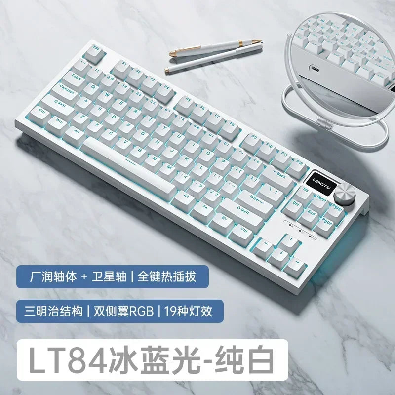 Langtu Lt84 3Mode 2.4g Bluetooth Green Axis Keyboard Mechanical Keyboard Wireless Game Wired Gaming Accessories Customized Gifts