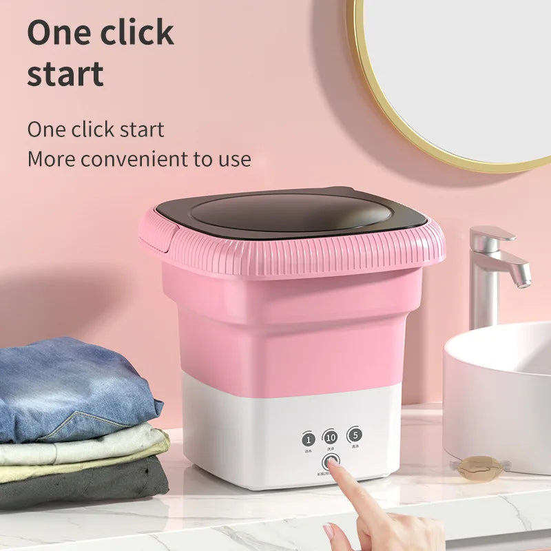 Household Portable Folding Mini Washing Machinesmart Washingone Touch Start Folding Washing For Socks Underwear And All-In-One