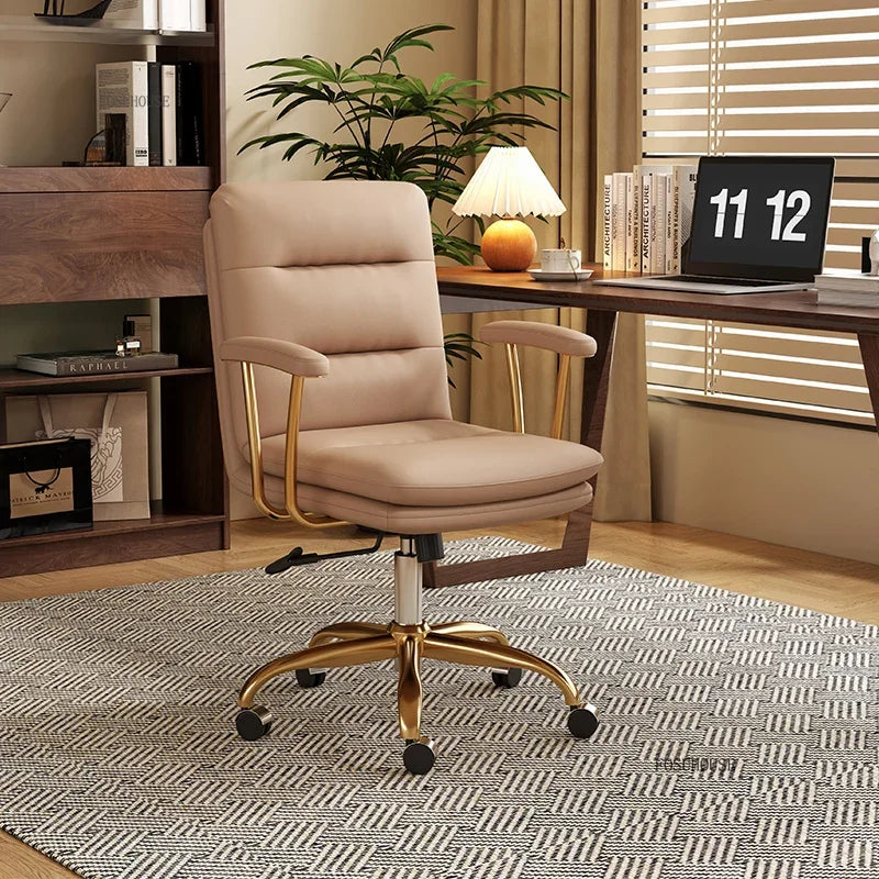 Italian Leather Office Chairs Office Meeting Computer Chair Light Luxury Designer Backrest Armrest Home Bedroom Gaming Chair