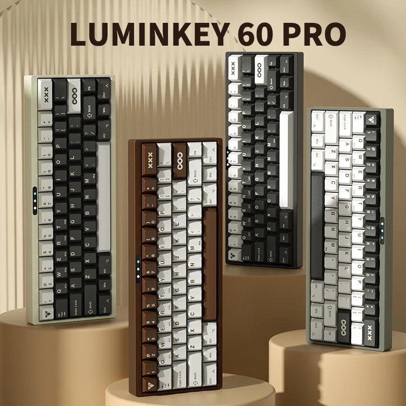 Luminkey 60pro Mechanical Keyboard Tri Mode Wireless Gaming Keyboard Aluminum Alloy Custom Keyboard Gasket Pc Gamer Accessories