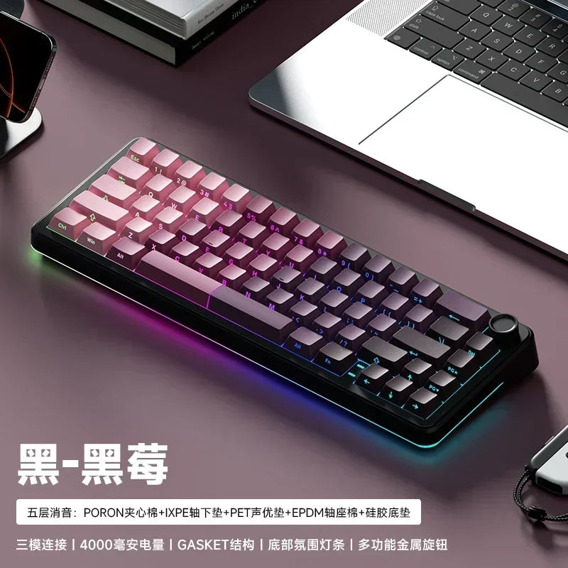 Weikav WK68 Wireless RGB Hot Swap Gaming Mechanical Keyboards 4000mAh Knob 2.4G Tri-Mode Customize Keyboard PC Accessories Gifts