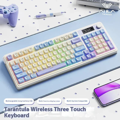 Aula S99pro Bluetooth Wireless Keyboard Three Mode RGB Knob Smart Screen Wireless Gaming Keyboard Custom Ergonomics Keyboard