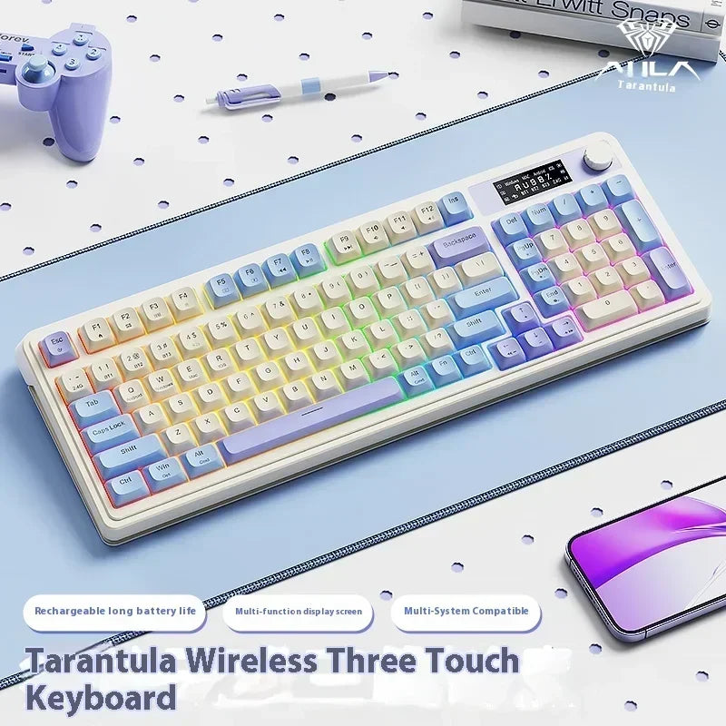 Aula S99pro Bluetooth Wireless Keyboard Three Mode RGB Knob Smart Screen Wireless Gaming Keyboard Custom Ergonomics Keyboard