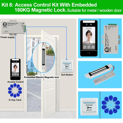 Face Recognition Access Control System Kits door Employee Attendance Reader 5Inch Dynamic Facial Waterproof RFID Password