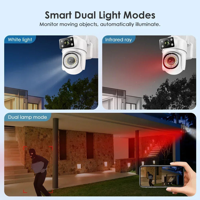 New 10MP 5K PTZ Wifi Camera Dual Lens with Dual Screen Ai Human Detect Auto Tracking Outdoor Surveillance Camera O-KAM