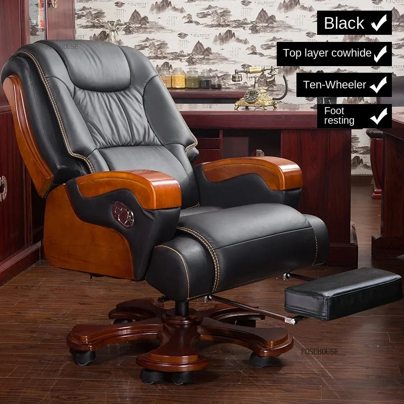 European Style Leather Back Office Chairs Rotating Home Office Recliner Designer Retro Boss Gaming Chair for Office Furniture