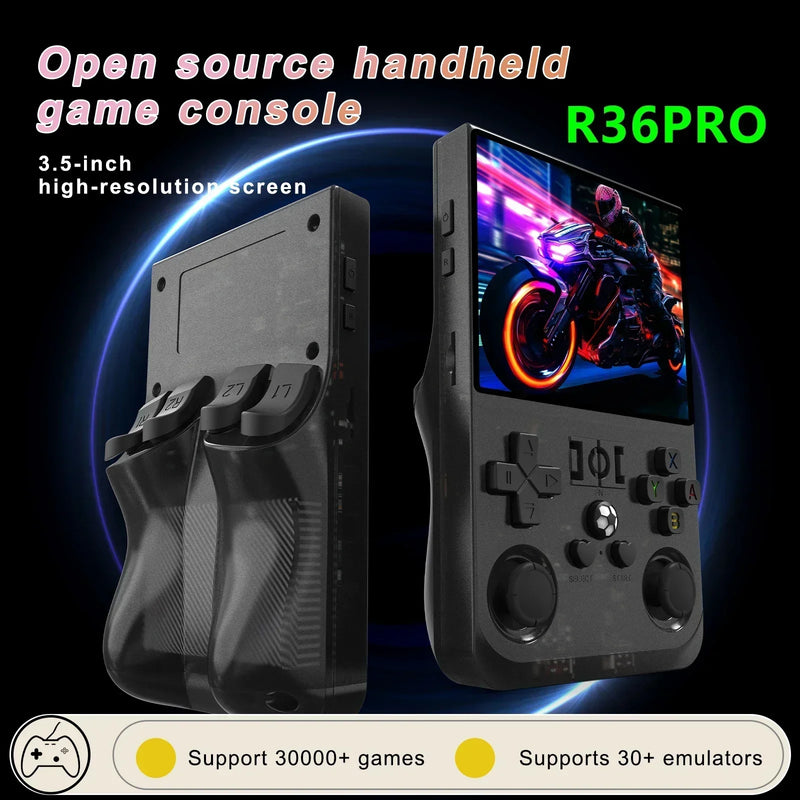 R36PRO Retro Handheld Game Console 3.5 Inch IPS Screen Dual Joystick Video Player Emulators for PS1/PSP/N64/MAME Pocket Games