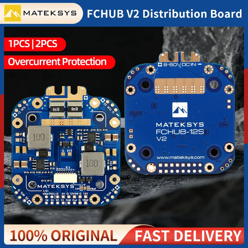 1/2PCS Mateksys FCHUB 12S V2 Distribution Board Hub Power PDB 5V&12V BEC Built-in Current Sensor For RC FPV Drone Multicopter