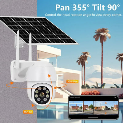 4G Sim Card PTZ Camera Outdoor Wireless Solar IP Camera 5MP HD Solar panels Video Surveillance Camera Long Time Standby Tuya APP