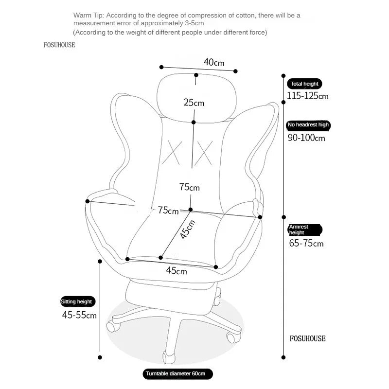 Modern Minimalist Gaming Chair for Household Bedroom Computer Chair Comfortable Sitting Leisure Backrest Reclining Office Chair