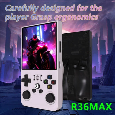 R36MAX 128G Retro Handheld Game Console Linux System 4.0 Inch IPS Screen Portable Video Player Dual Joystick 64G Games Kids Gift