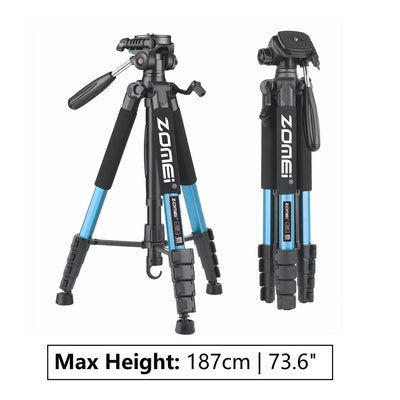 73.6in/187cm Portable Zomei Tripod Aluminum 6kg load capacity for Camera DSLR Canon Nikon 360 Degree Panorama Photography Stand