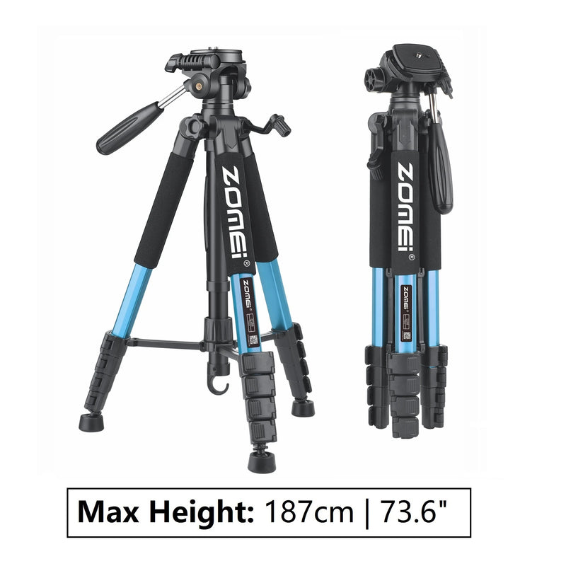 73.6in/187cm Portable Zomei Tripod Aluminum 6kg load capacity for Camera DSLR Canon Nikon 360 Degree Panorama Photography Stand