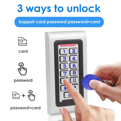 IP67 Waterproof Backlight RFID Door Access Control Reader Keypad 1000 Users Door Bell 125KHz DC 12V EM Card door opener