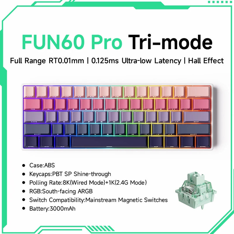 Akko MonsGeek FUN60 PRO&MAX HE Machanical Keyboard Magnetic Switch 60% Wireless Gaming Keyboard Rapid Trigger 8K Custom Keyboard