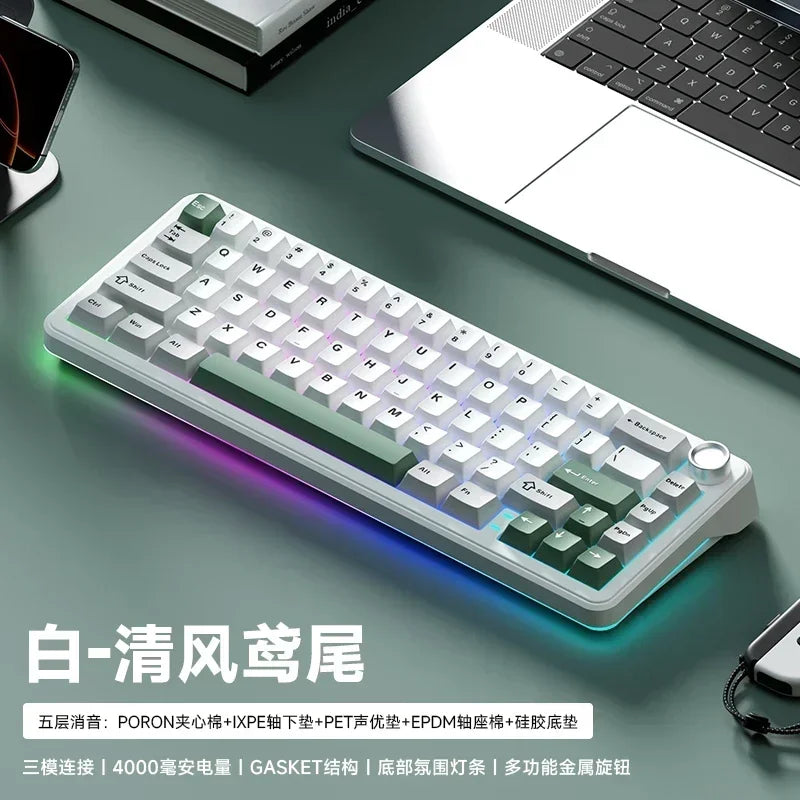 Weikav WK68 Wireless RGB Hot Swap Gaming Mechanical Keyboards 4000mAh Knob 2.4G Tri-Mode Customize Keyboard PC Accessories Gifts