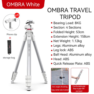 Ulanzi OMBRA Travel Tripod Aluminum Alloy Metal Outdoor Smartphone DSLR Camera Tripod Monopod W Arca Swiss Plate Ball Head