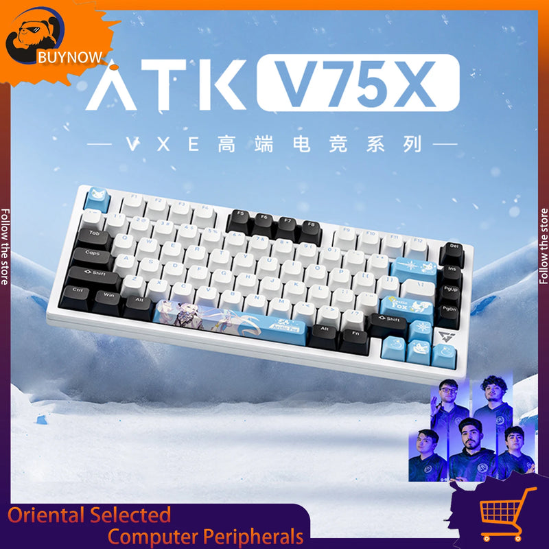 Atk Vxe V75x Mechanical Keyboard Bluetooth Wireless 2.4g Tri Modes Hot Swappable 1ms Low Latency Gasket PC Gaming Keyboard