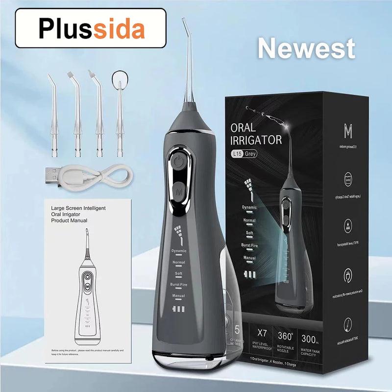 Oral Irrigator Portable Water Flosser Dental Pick 5 Modes 360° Rotated Jet For Cleaning Teeth Thread Floss Mouth Washing Machine