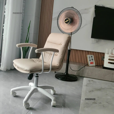 Italian Leather Office Chairs Office Meeting Computer Chair Light Luxury Designer Backrest Armrest Home Bedroom Gaming Chair