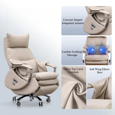 Leather Modern Office Chairs Makeup Boss Recliner Massage Computer Chair Autofull Ergonomic Silla Oficina School Furniture