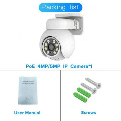 5MP PoE IP Camera Smart AI Security Camera Outdoor Waterproof One Way Audio For CCTV Video Surveillance NVR Onvif