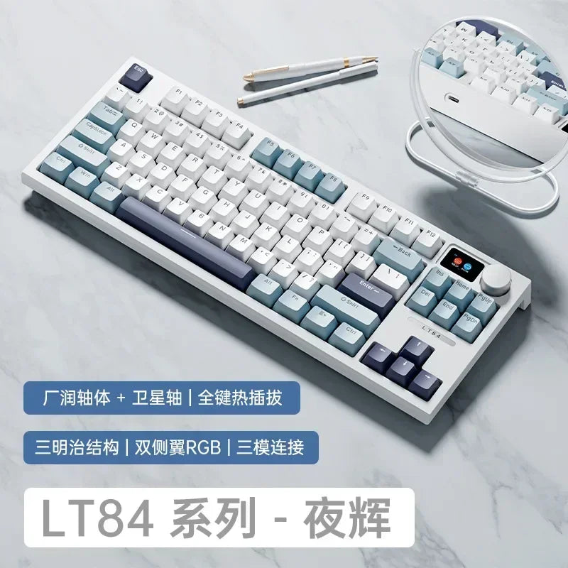 Langtu Lt84 3Mode 2.4g Bluetooth Green Axis Keyboard Mechanical Keyboard Wireless Game Wired Gaming Accessories Customized Gifts