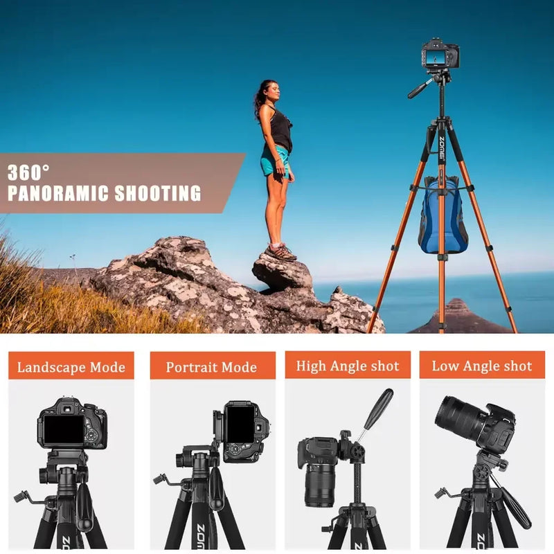 73.6in/187cm Portable Zomei Tripod Aluminum 6kg load capacity for Camera DSLR Canon Nikon 360 Degree Panorama Photography Stand