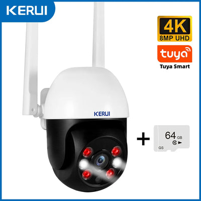 KERUI 5MP 8MP 4K PTZ WiFi IP Wireless Camera Tuya Smart Outdoor Home Security Dual Lens 10MP 5K Camera CCTV Video Surveillance