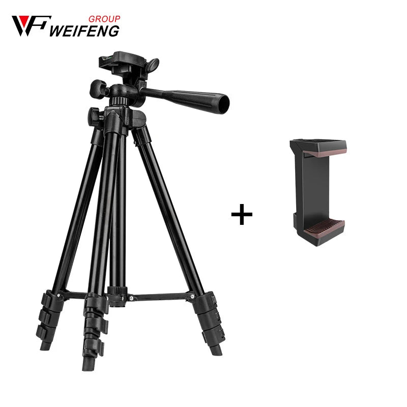 WEIFENG Black / Silver Lightweight Tripod Portable Selfie Video Photo Shooting Tripod for Mirrorless Camera Phone Photography