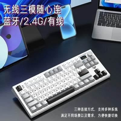 AULA New F2087Pro PBT Keycaps Mechanical Keyboards RGB Light Wireless Bluetooth 3mode Customize Gaming Keyboard PC E-sports Gift