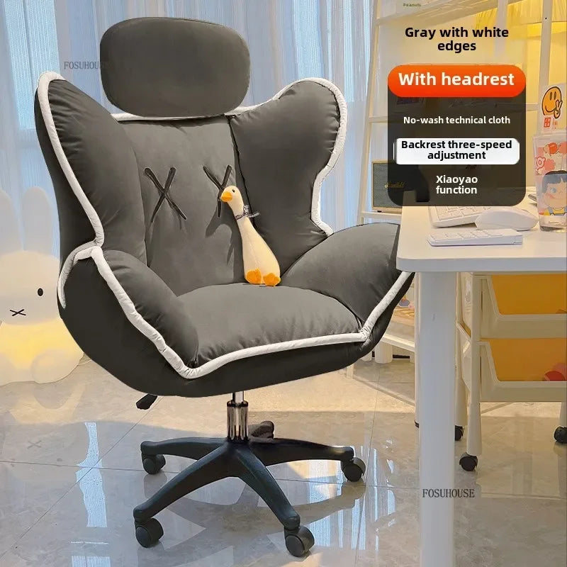 Bedroom Lazy Computer Chair Nordic Comfort Backrest Office Chairs Leisure Reclining Live Broadcast Gaming Chair Office Furniture