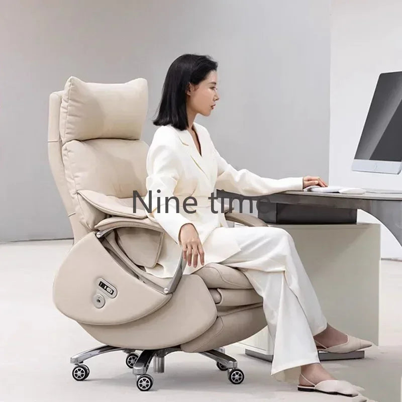 Leather Modern Office Chairs Makeup Boss Recliner Massage Computer Chair Autofull Ergonomic Silla Oficina School Furniture