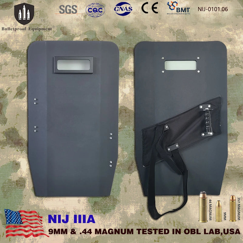 ISO Ultra Light Weight Steel NIJ IIIA 3A 0108.01 Shield Bulletproof Ballistic Shield Tactical Combat