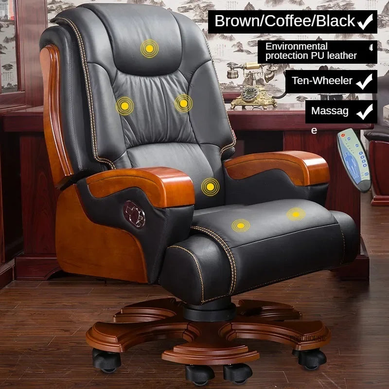 European Style Leather Back Office Chairs Rotating Home Office Recliner Designer Retro Boss Gaming Chair for Office Furniture