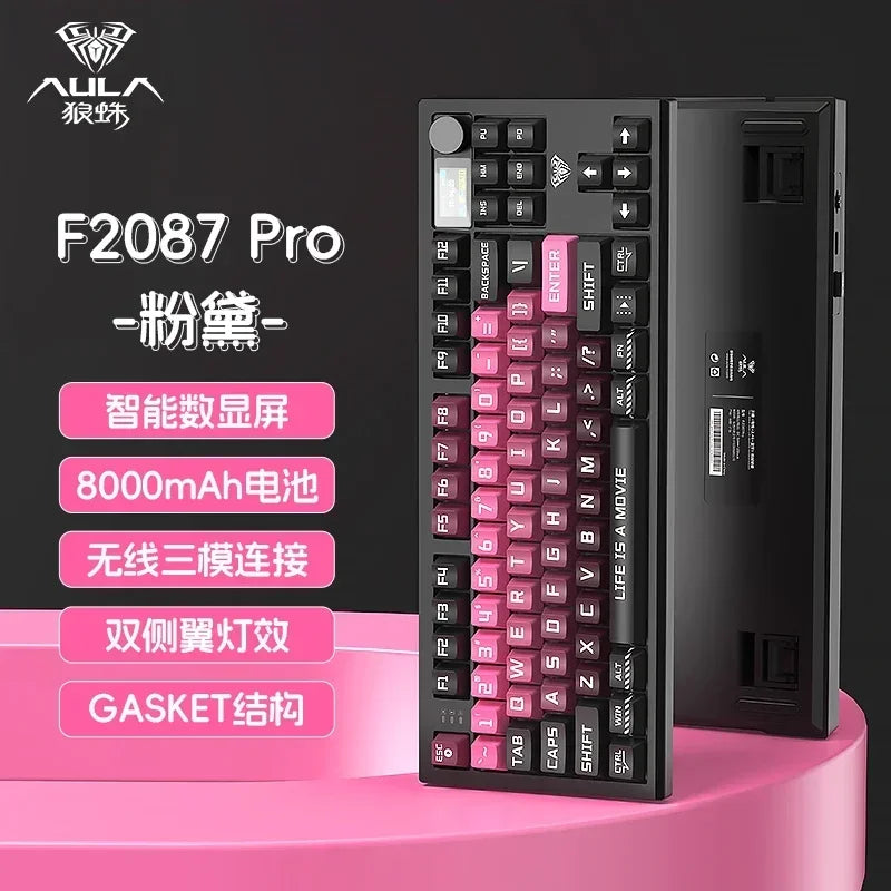 AULA New F2087Pro PBT Keycaps Mechanical Keyboards RGB Light Wireless Bluetooth 3mode Customize Gaming Keyboard PC E-sports Gift