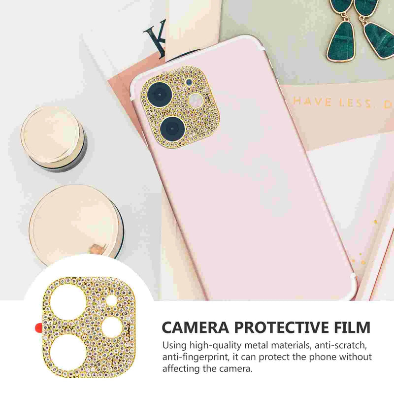 Flash Diamond Lens Car Phone Mount Unlocked Stickers Clear Case Camera 12 Cover Protector with Rhinestone Shiny