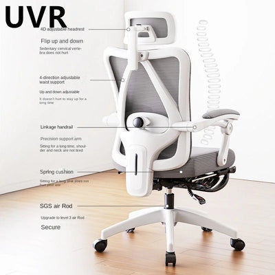 UVR WCG Gaming Chair Sponge Cushion Mesh Staff Chair Bedroom Computer Chair with Footrest Boss Chair Adjustable Office Chair