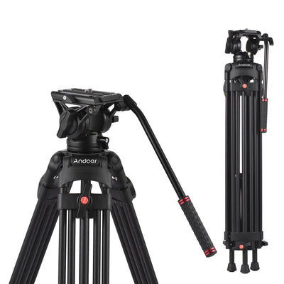 Andoer D1801 Professional Tripod Stand Aluminium Alloy Panorama Head 3-Section Extendable for DSLR Cameras Camcorder Photography