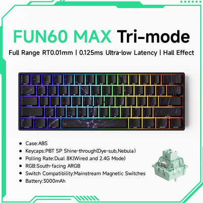 Akko MonsGeek FUN60 PRO&MAX HE Machanical Keyboard Magnetic Switch 60% Wireless Gaming Keyboard Rapid Trigger 8K Custom Keyboard