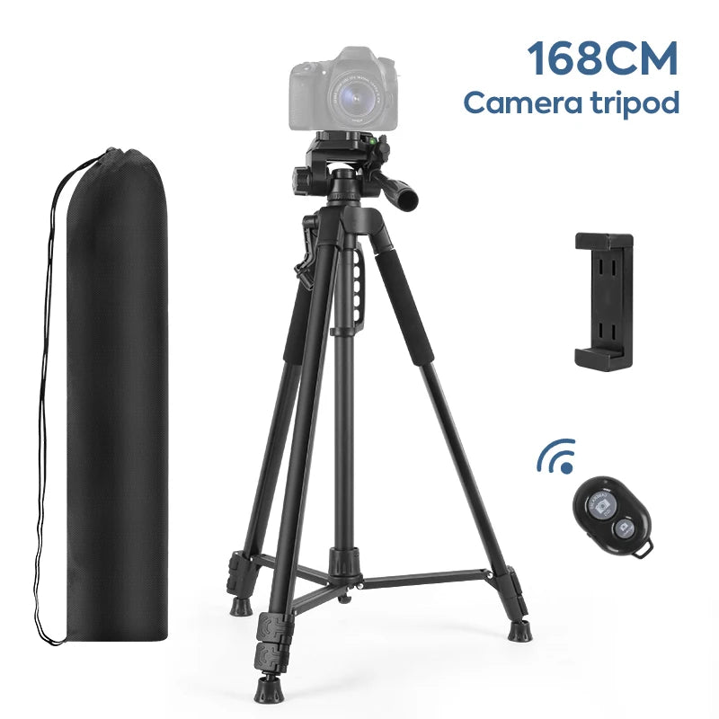 66in/168cm Camera Tripod For Phone,DSLR Camera Tripod Professional Aluminum Tripods With Remote Stand For Phone Video Recording