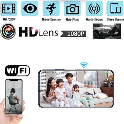 HD 1080P Camera WiFi Surveillance Camera with Remote View,Mini Nanny Cam Indoor Home with Loop recording video-EU\US Plug